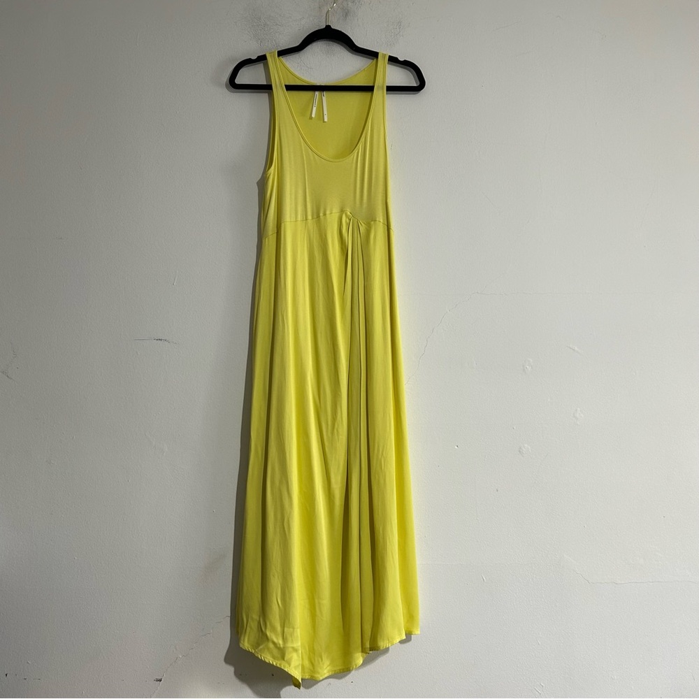 Anthropologie Gemini Twofer Sleeveless Midi Dress Yellow Knit Satin Small